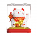 Solcelle-Vinkekat m. Killing Hvid (Maneki-Neko) A